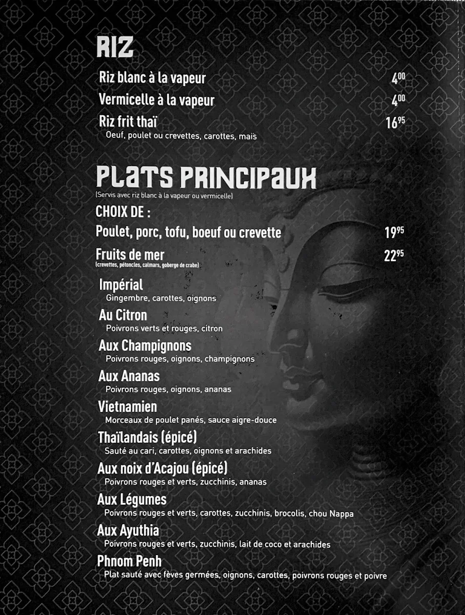 Menu, Khmer Angkor Express