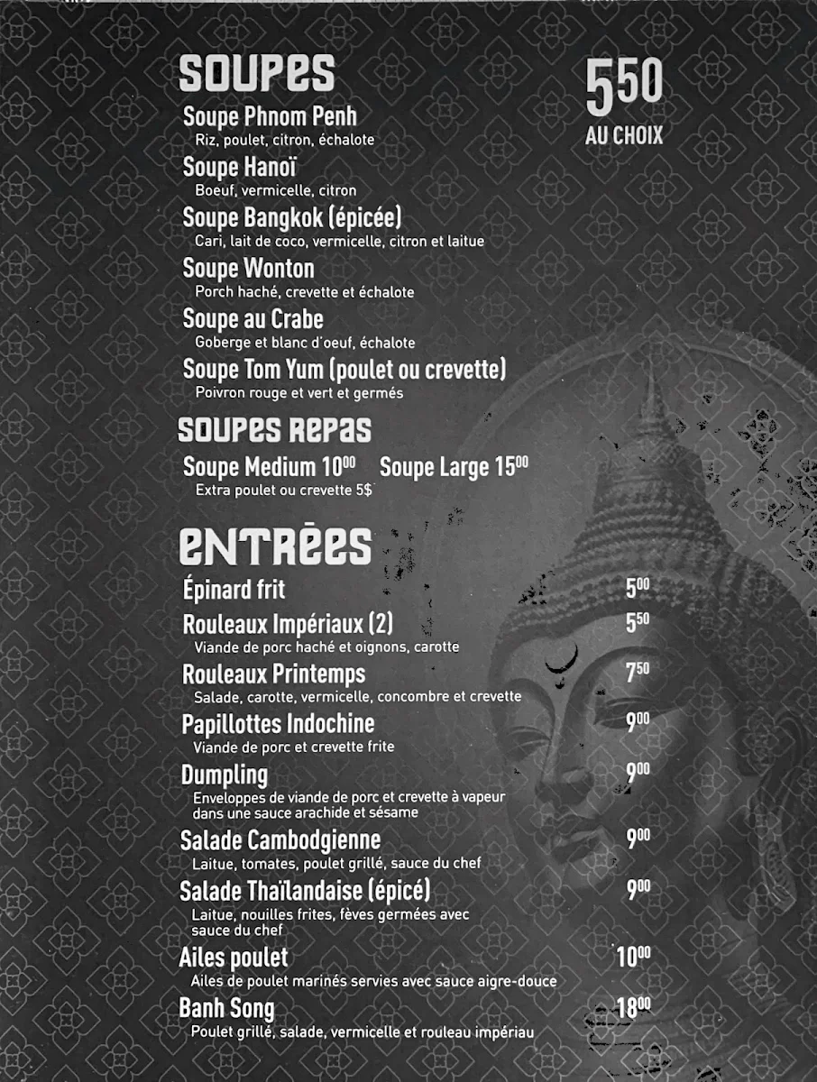 Menu, Khmer Angkor Express