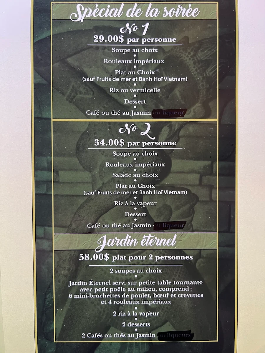 Menu, Khmer Angkor Express