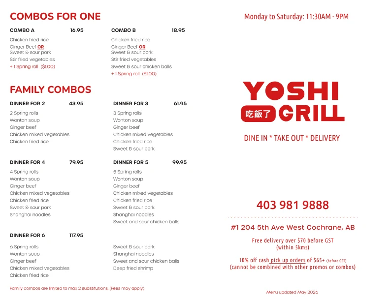 Menu, Yoshigrill