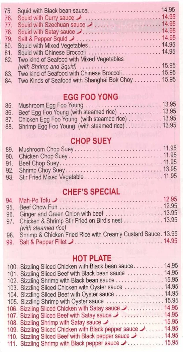 Menu, Yoshigrill