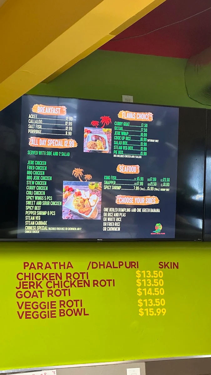 Menu, Island Spice Flava Inc
