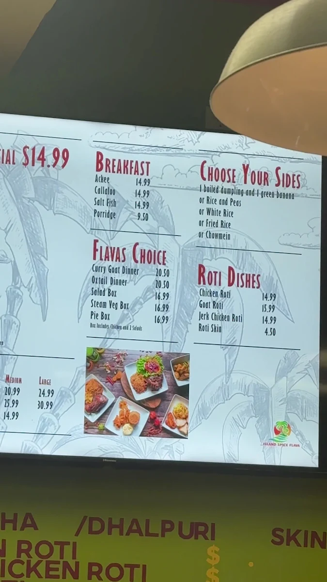 Menu, Island Spice Flava Inc