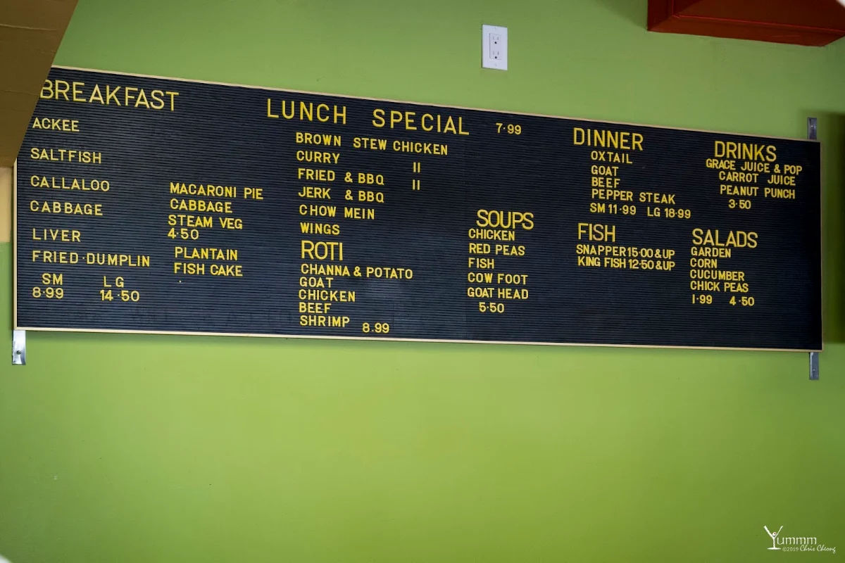 Menu, Island Spice Flava Inc