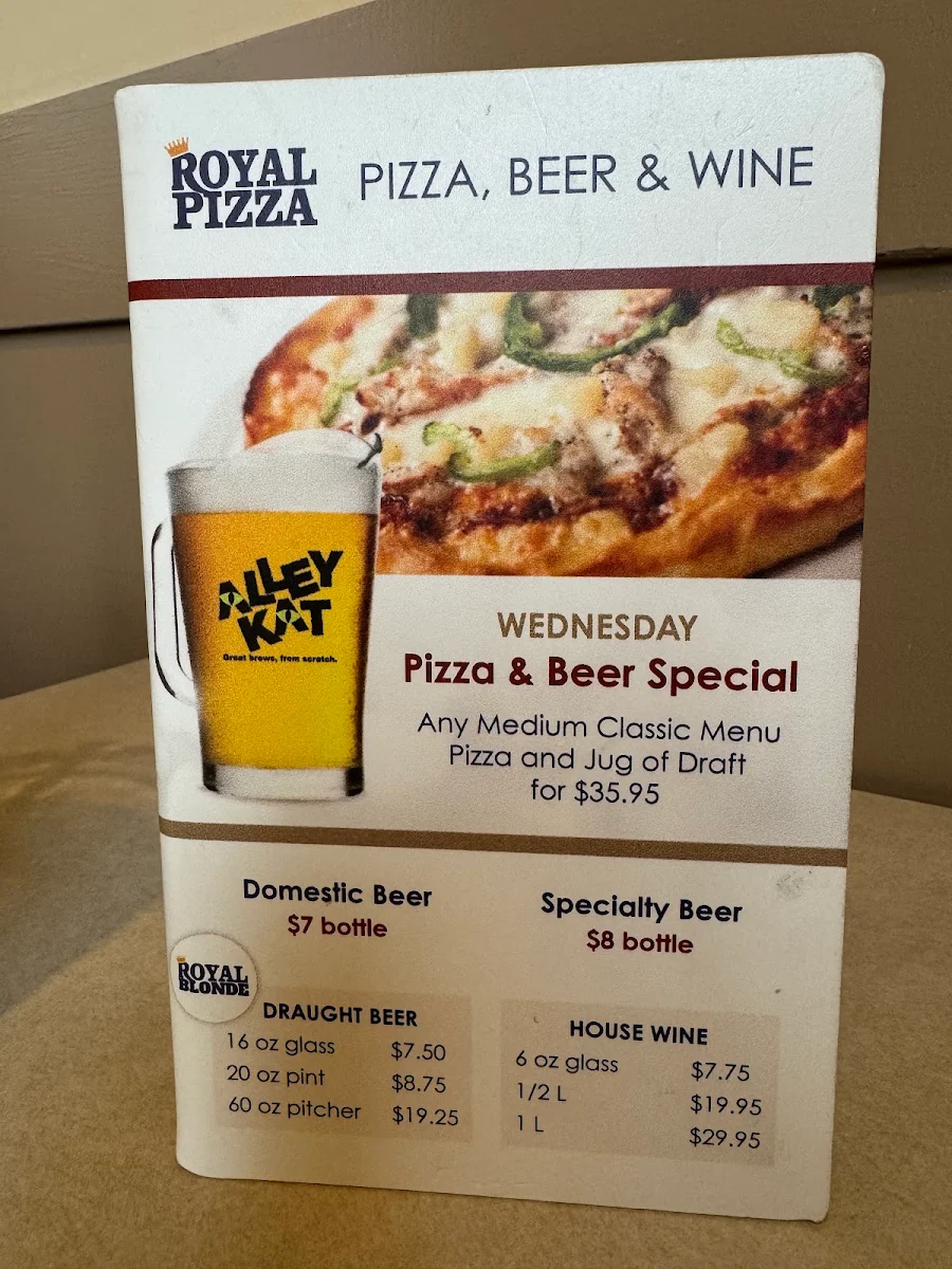 Menu, Royal Pizza Old Strathcona