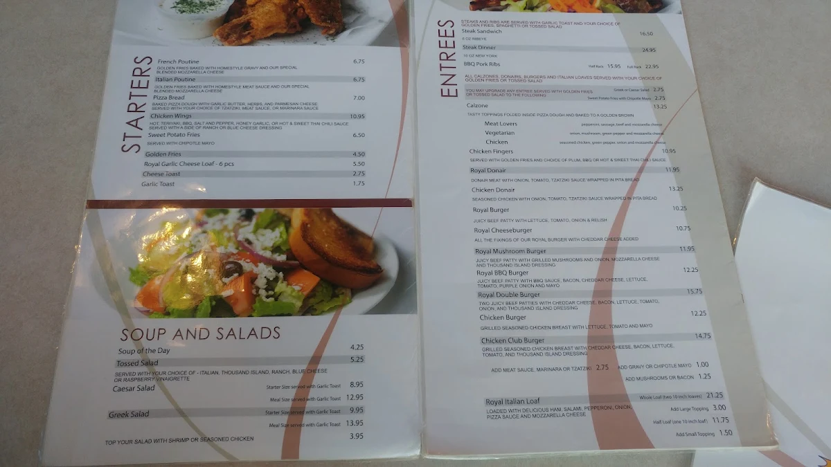 Menu, Royal Pizza Old Strathcona