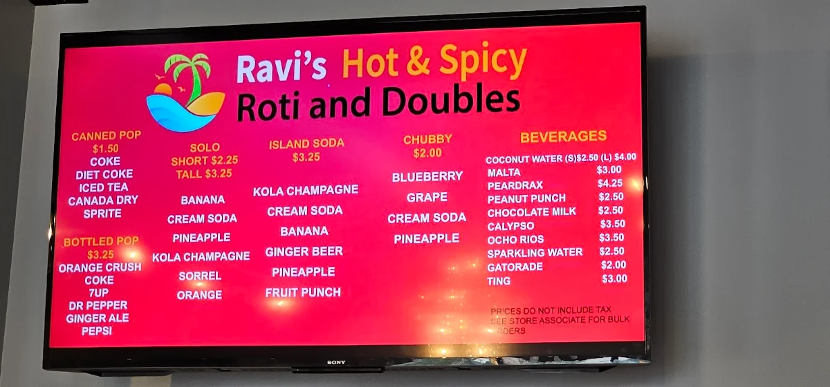 Menu, Ravi's Hot & Spicy