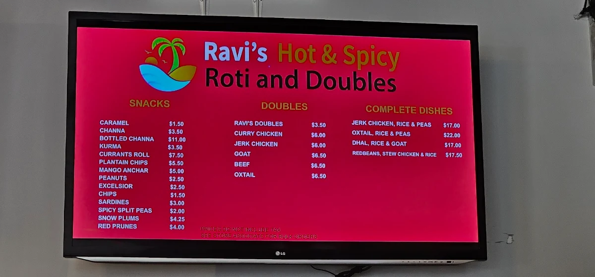 Menu, Ravi's Hot & Spicy