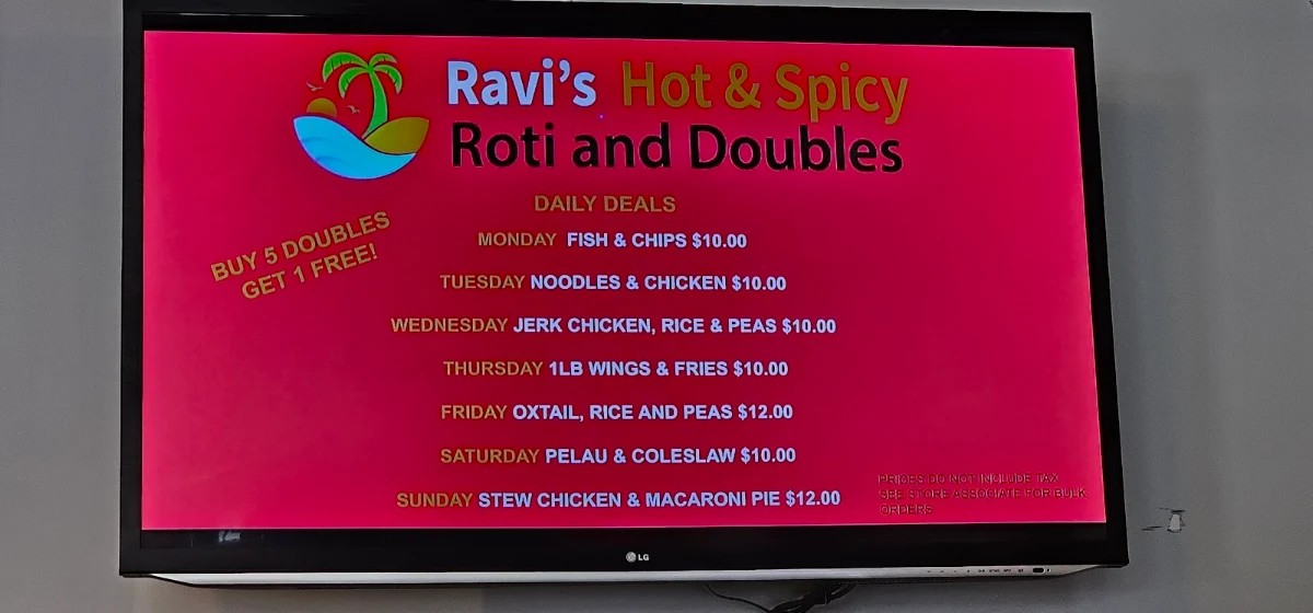 Menu, Ravi's Hot & Spicy