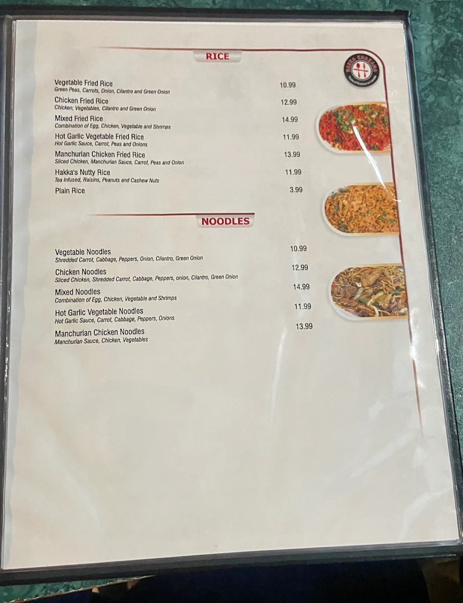 Menu, Hakka Khazana Bar and Grill
