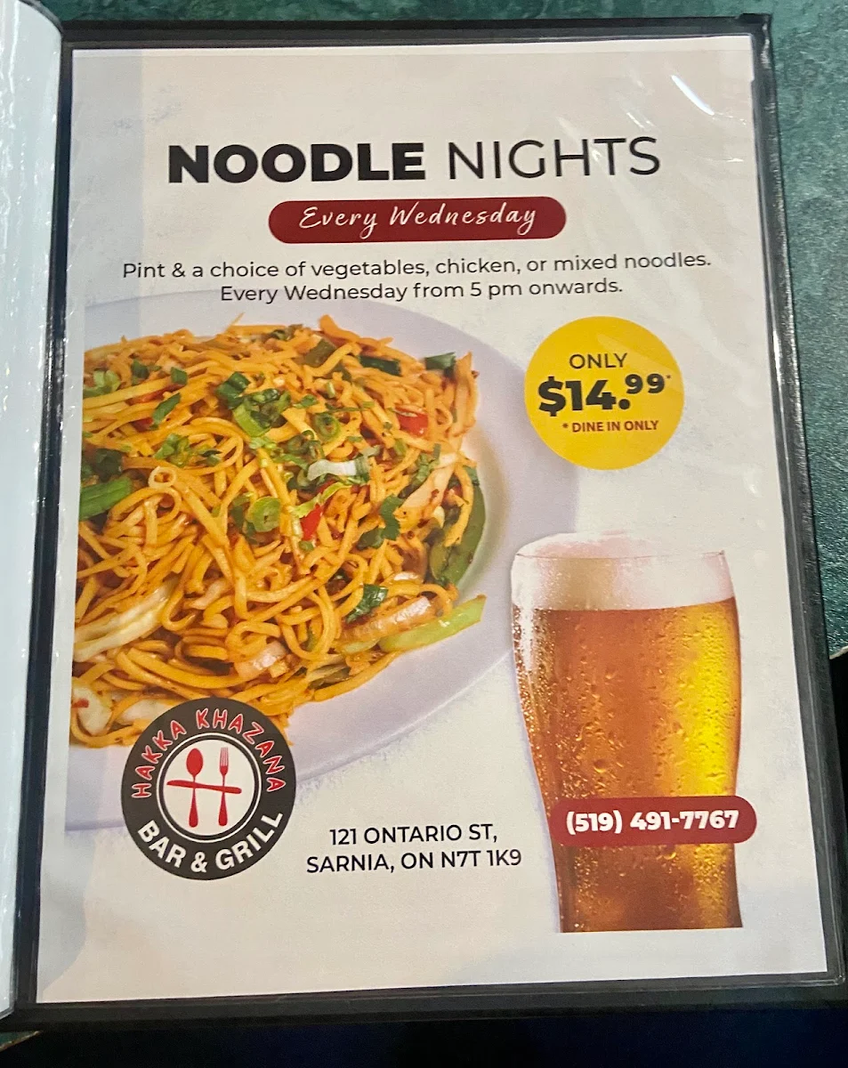 Menu, Hakka Khazana Bar and Grill