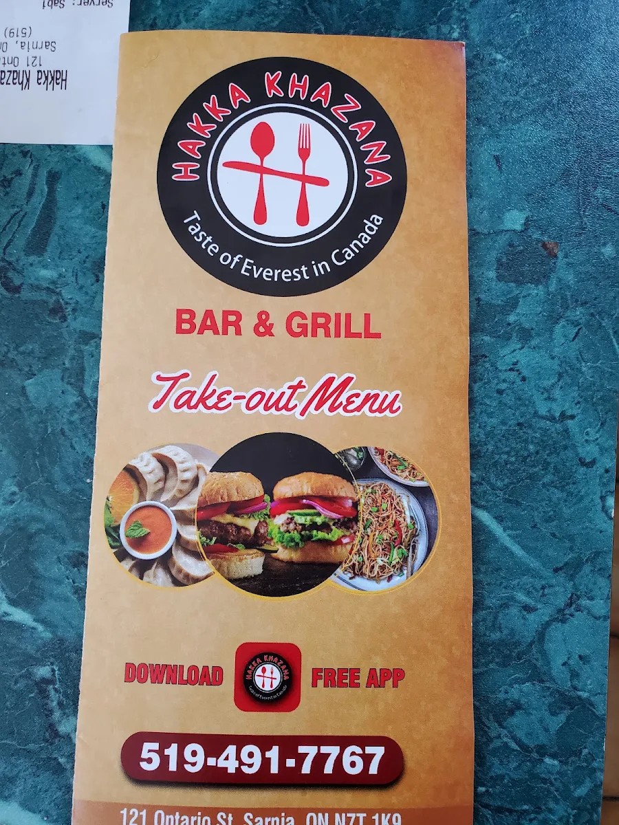 Menu, Hakka Khazana Bar and Grill
