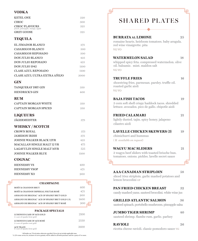 Menu, Lavelle