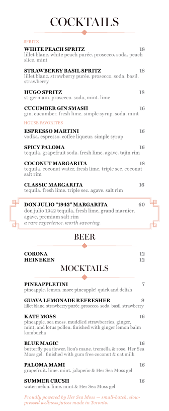Menu, Lavelle