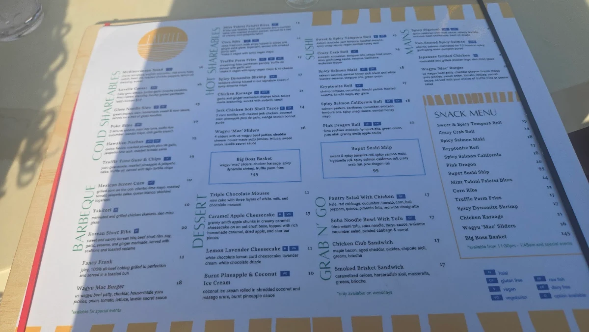 Menu, Lavelle