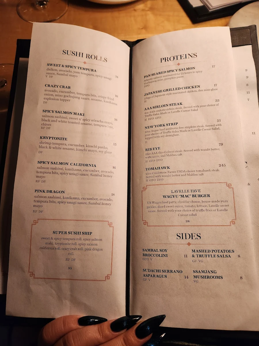 Menu, Lavelle