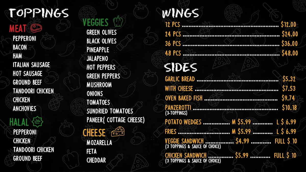 Menu, Pizza Fiamma