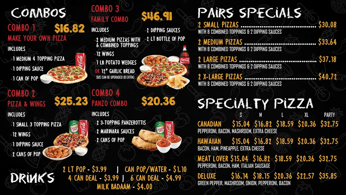 Menu, Pizza Fiamma