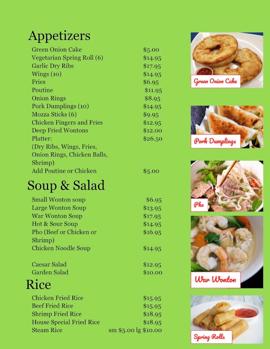 Menu, Lucky 15 Restaurant