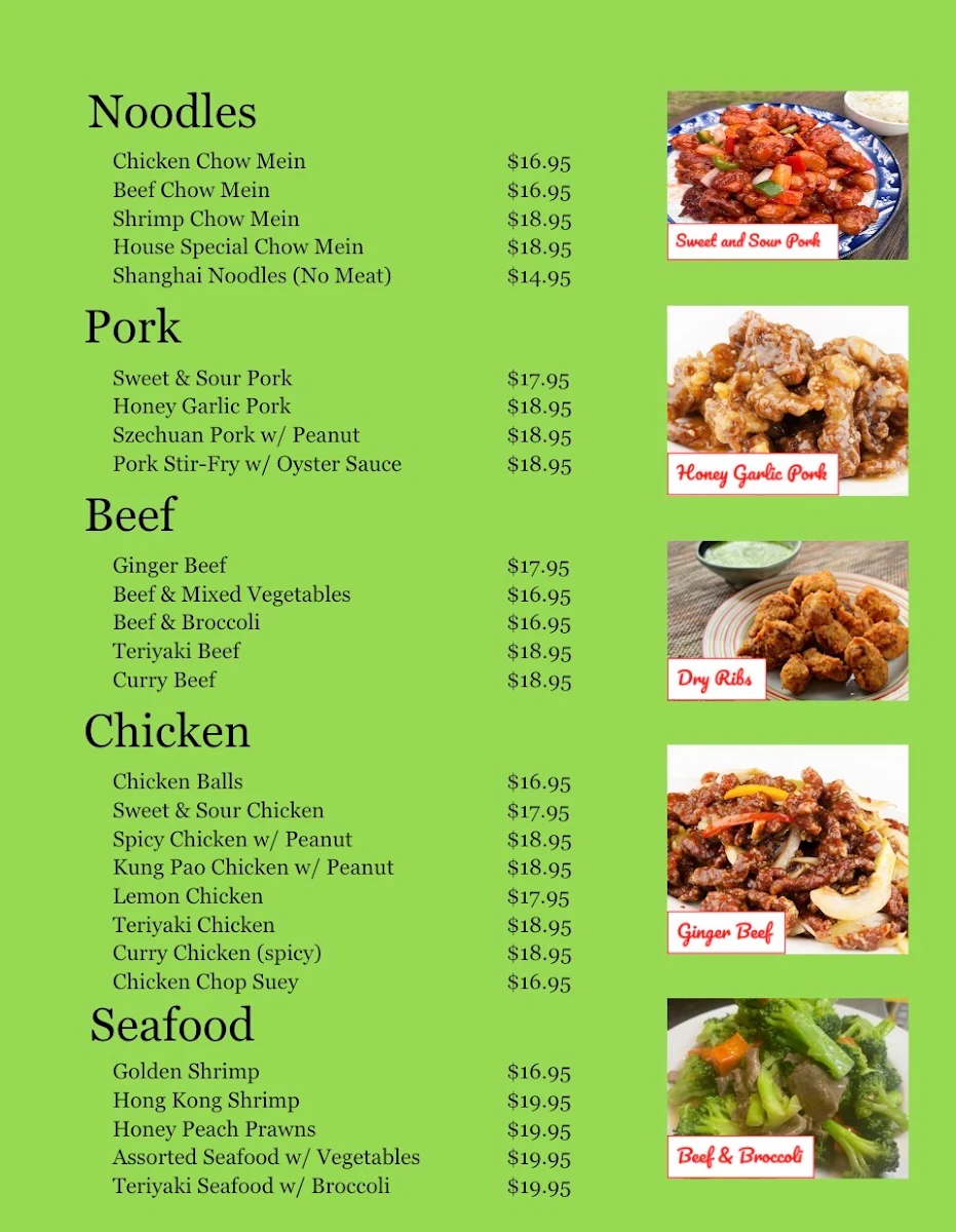 Menu, Lucky 15 Restaurant