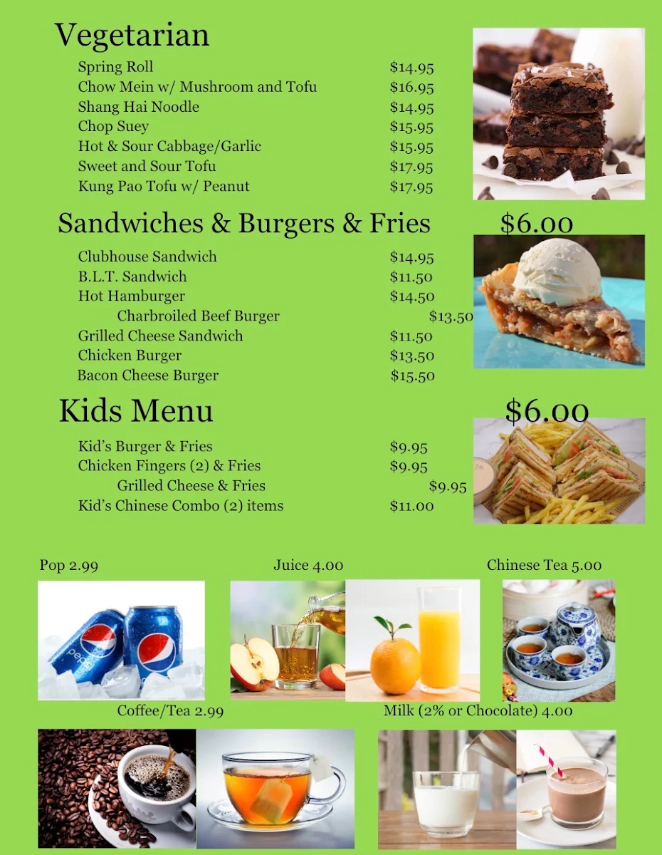 Menu, Lucky 15 Restaurant