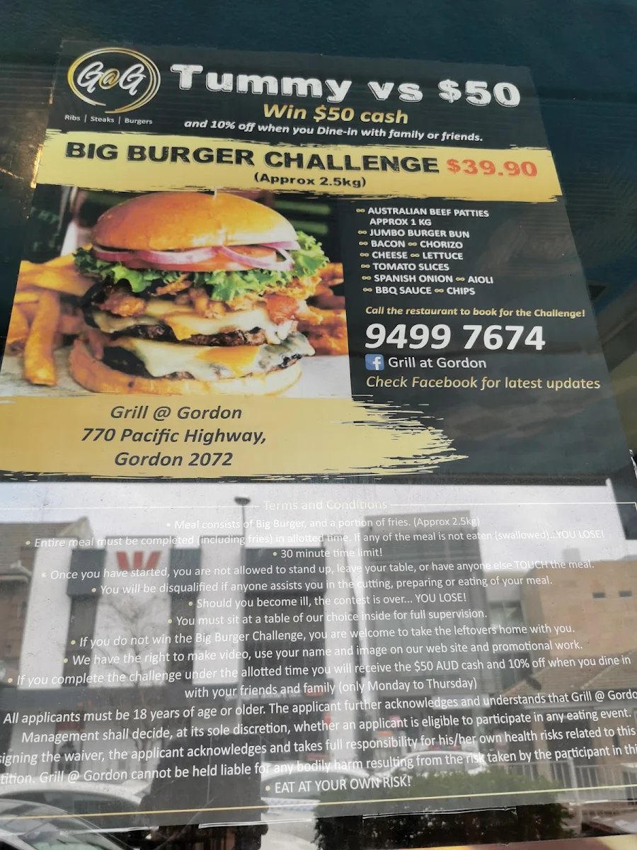 Menu, Grill @ Gordon
