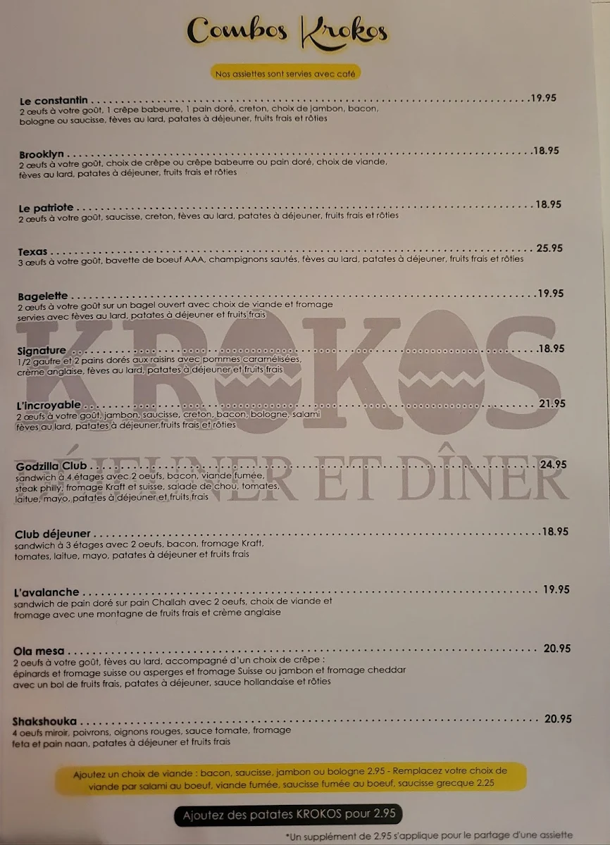 Menu, Krokos