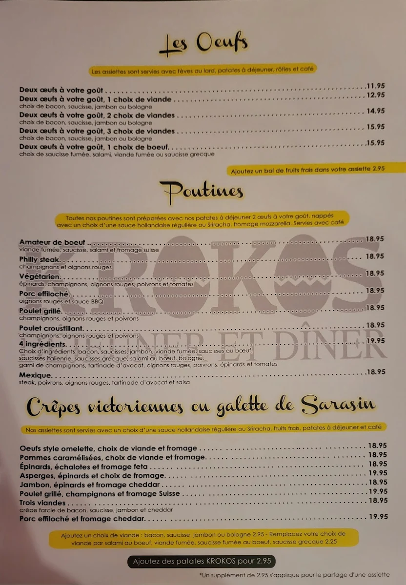 Menu, Krokos