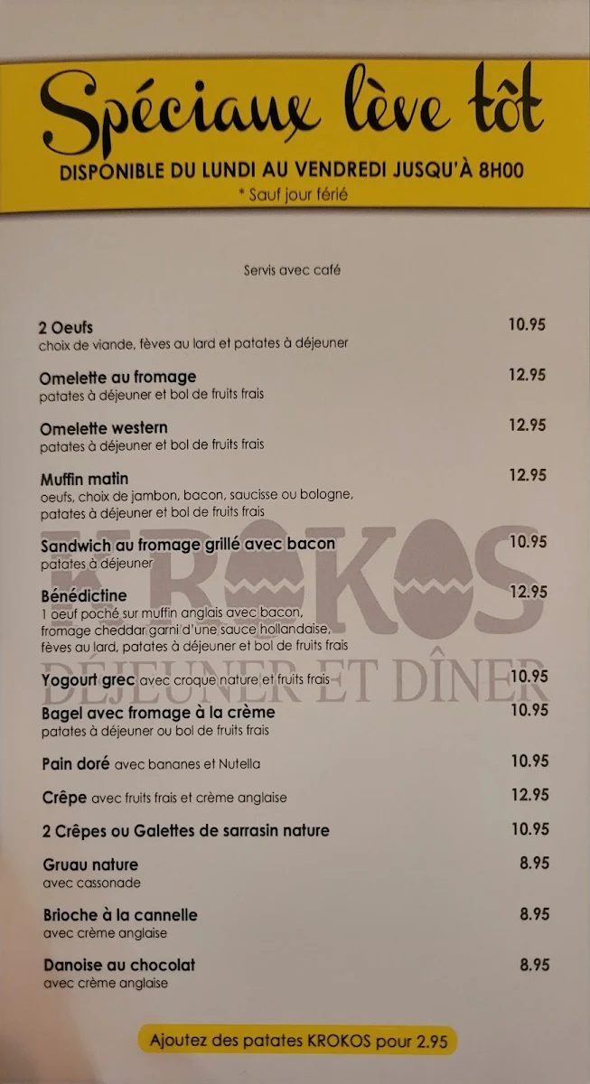Menu, Krokos