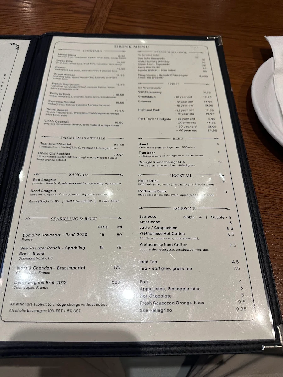 Menu, Linh Café