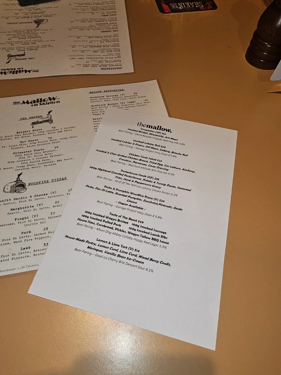 Menu, The Mallow