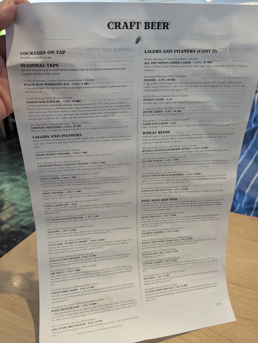 Menu, St. Augustine's