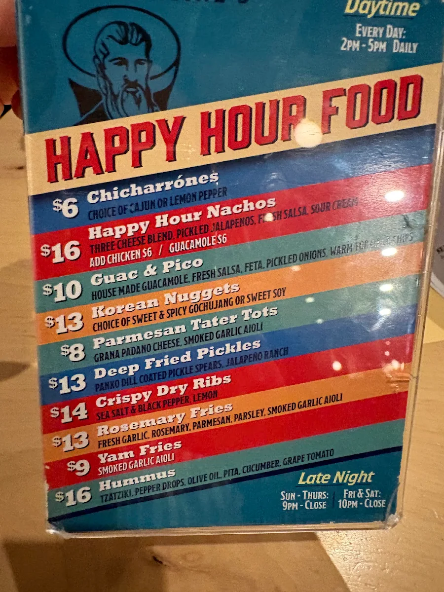 Menu, St. Augustine's