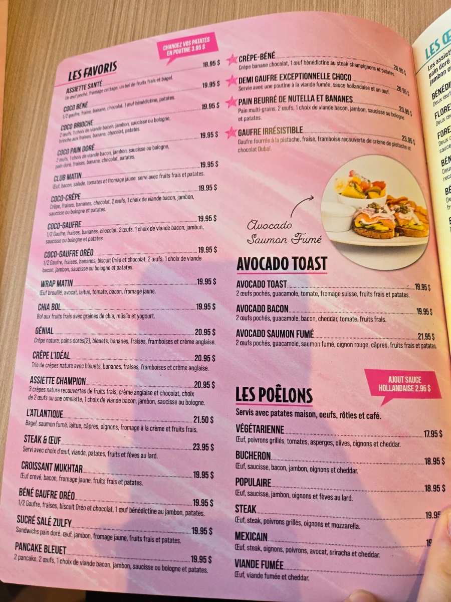 Menu, D&D Déjeuner & Dîner Farnham