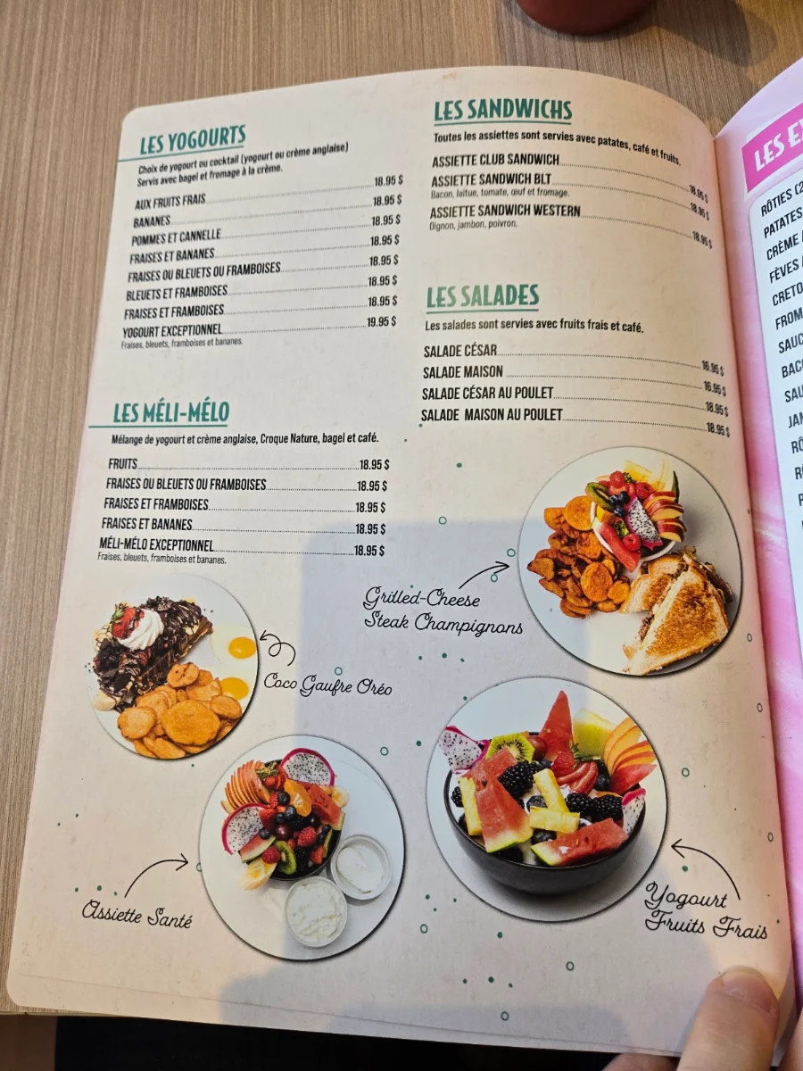 Menu, D&D Déjeuner & Dîner Farnham