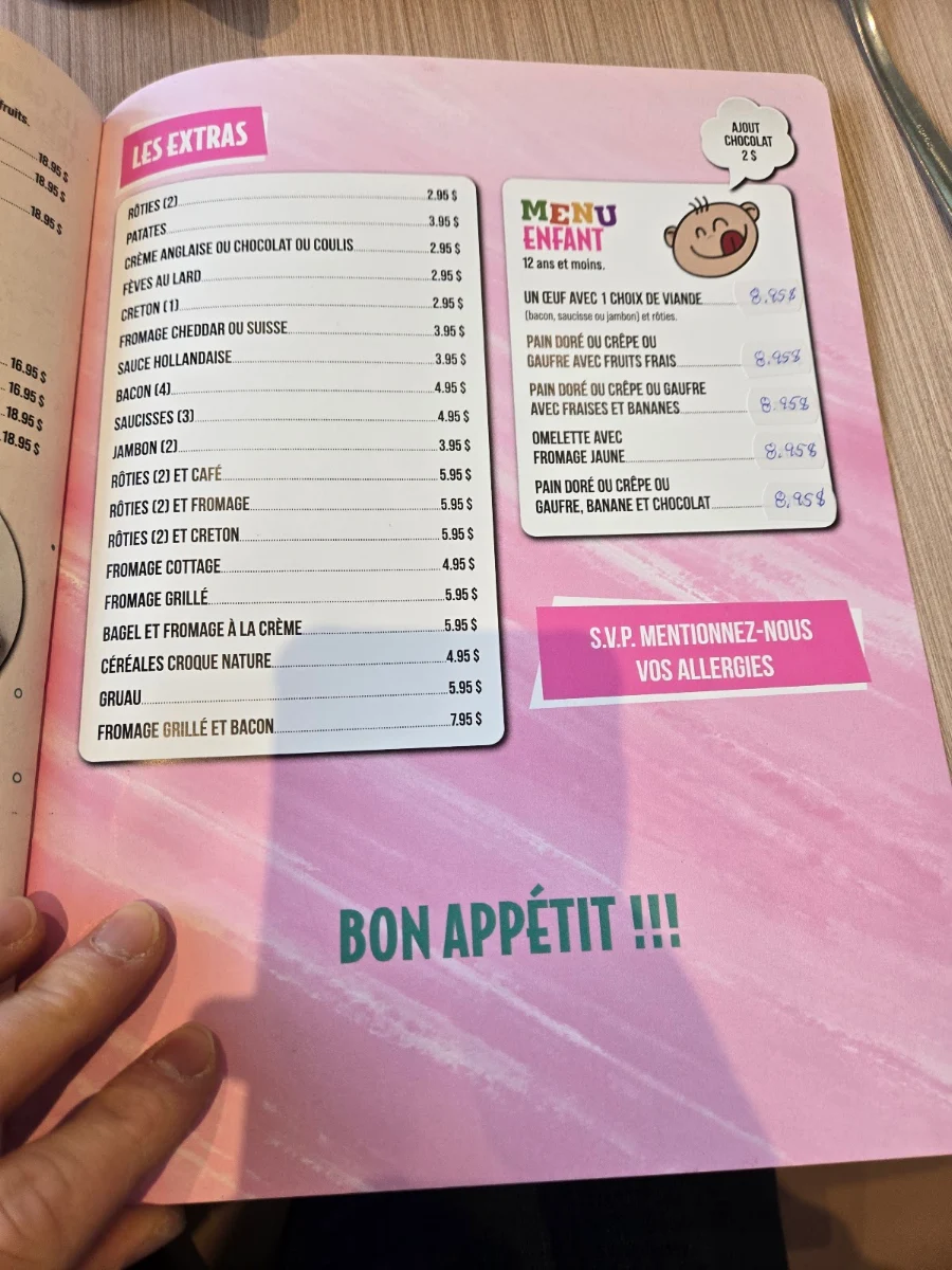 Menu, D&D Déjeuner & Dîner Farnham
