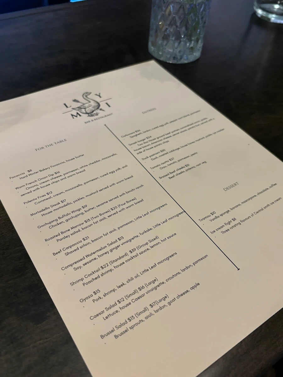 Menu, Love You, Mean It - Bar & Restaurant