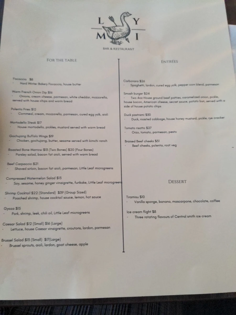Menu, Love You, Mean It - Bar & Restaurant