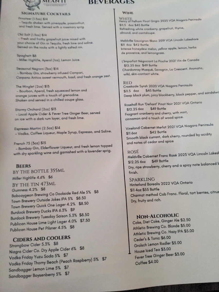 Menu, Love You, Mean It - Bar & Restaurant
