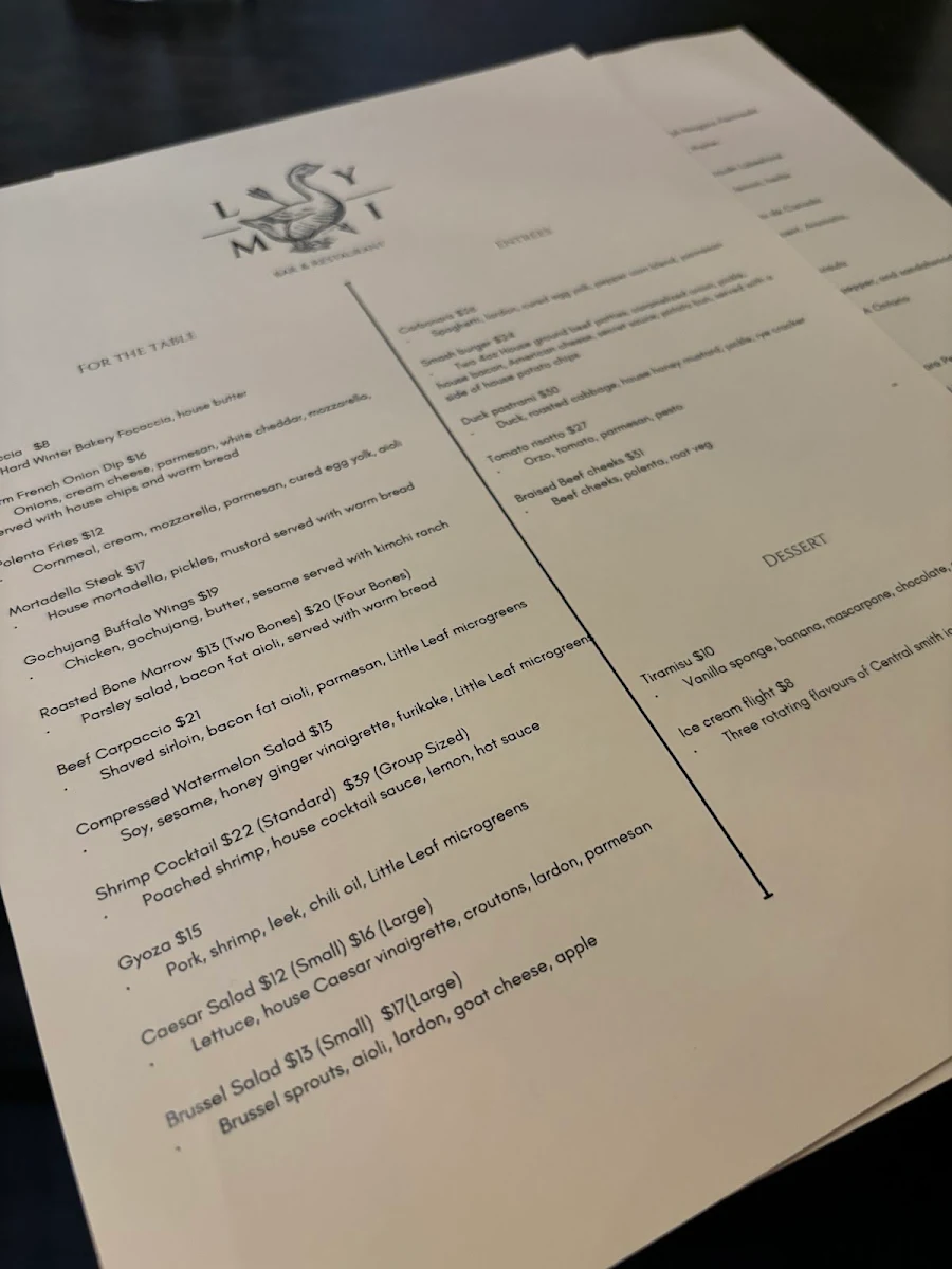 Menu, Love You, Mean It - Bar & Restaurant