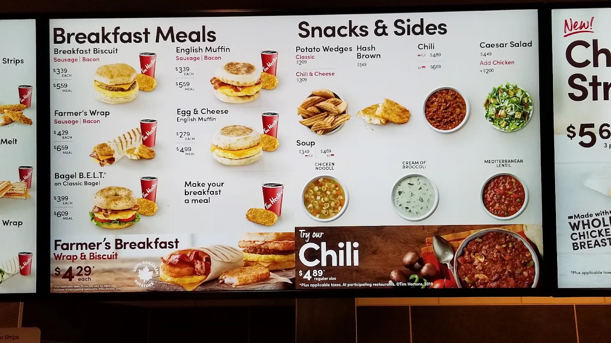 Menu, Tim Hortons