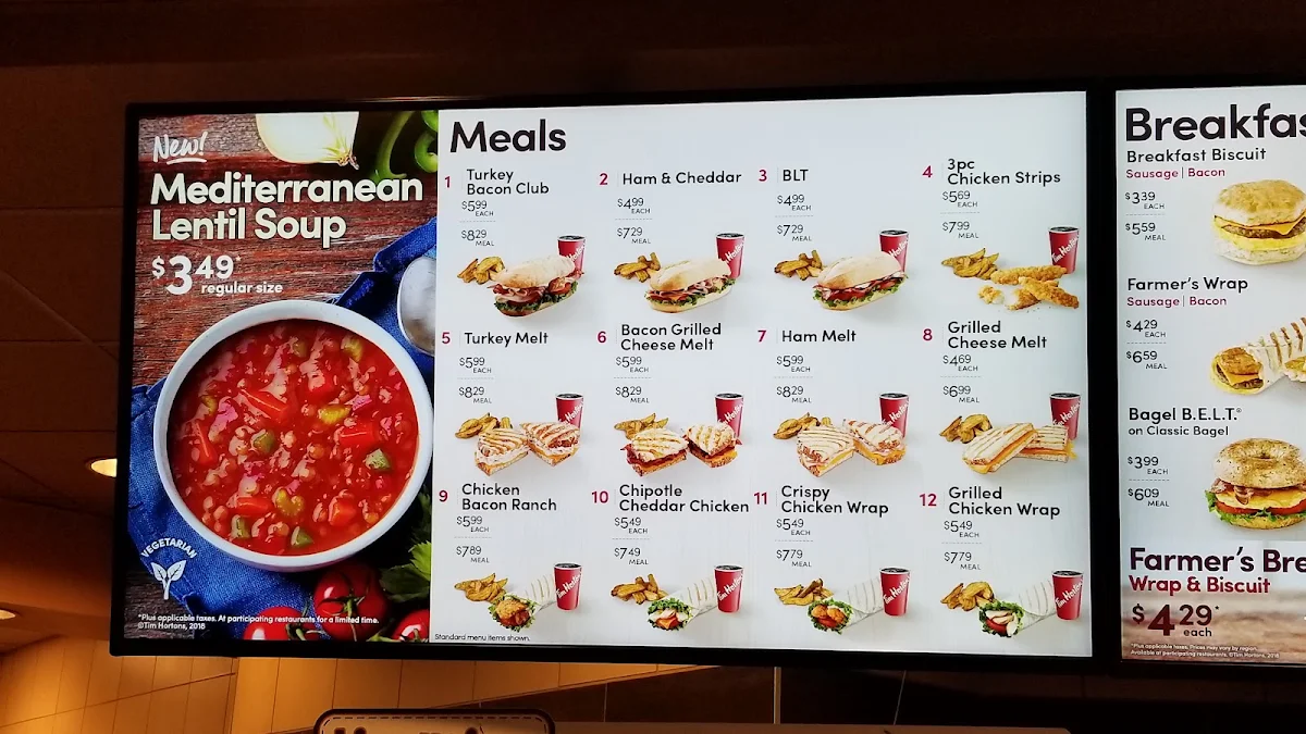Menu, Tim Hortons