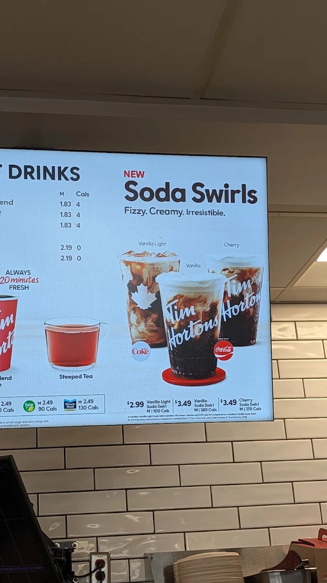 Menu, Tim Hortons