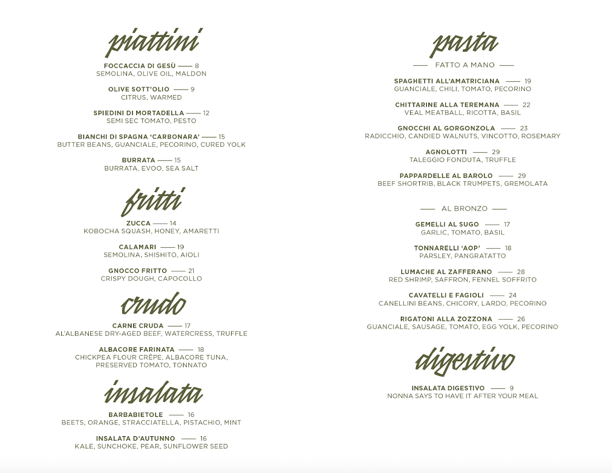 Menu, Occhiolino
