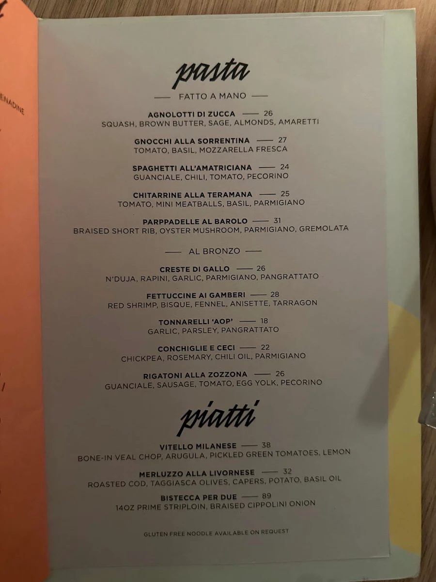Menu, Occhiolino