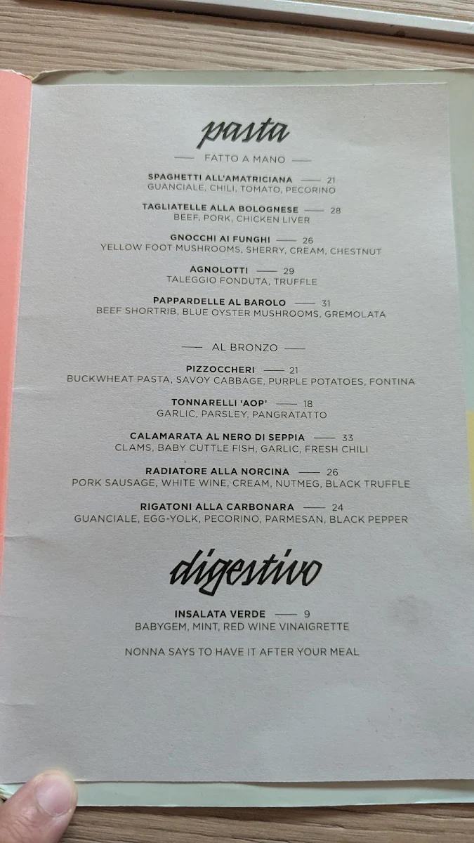 Menu, Occhiolino