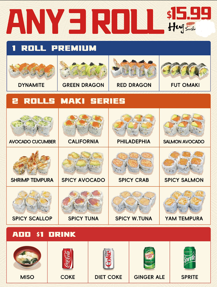 Menu, Hug Sushi Richmond Hill (Sushi Takeout)