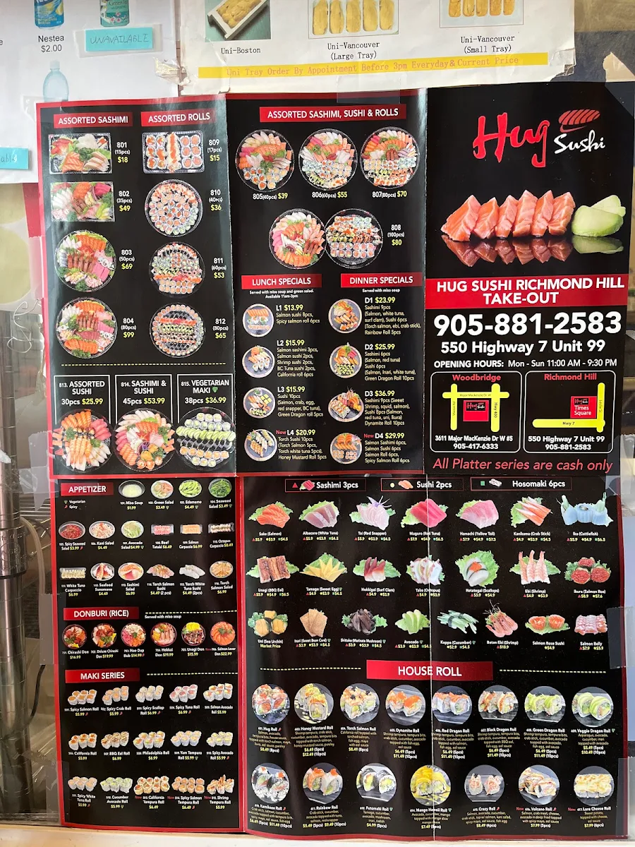Menu, Hug Sushi Richmond Hill (Sushi Takeout)