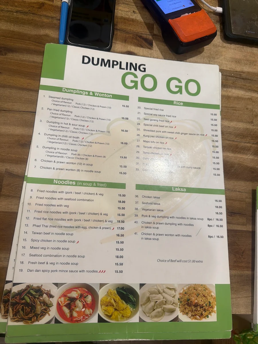 Menu, Dumpling Go Go