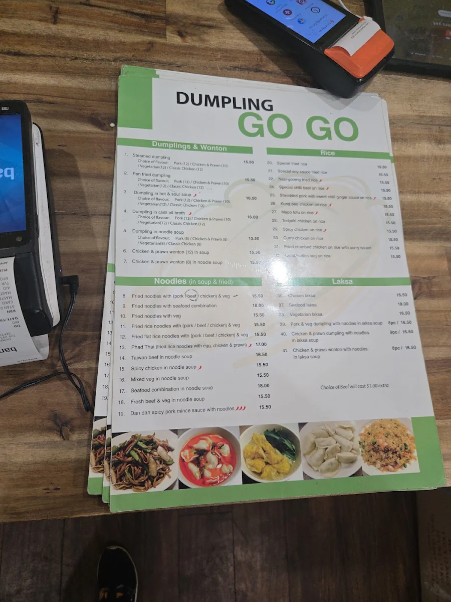 Menu, Dumpling Go Go
